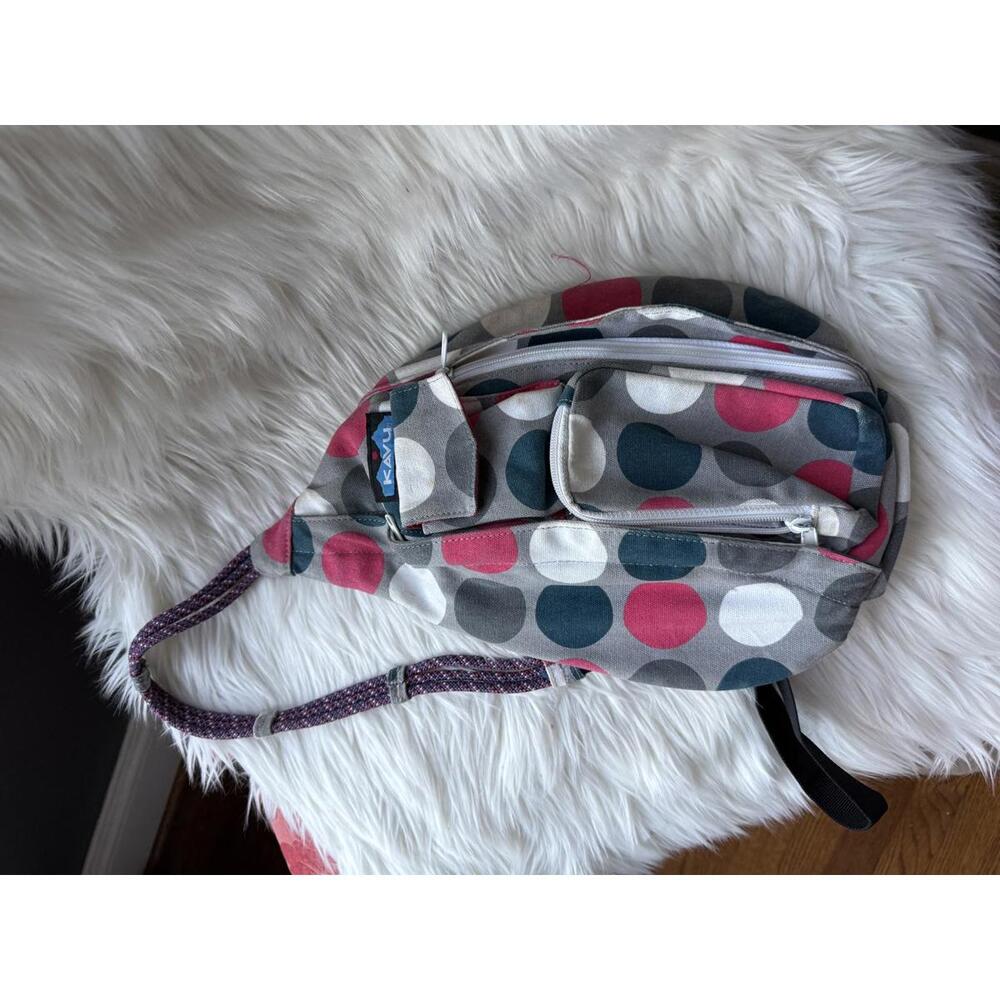 Kavu Gray and pink Polka Dot Shoulder Bag